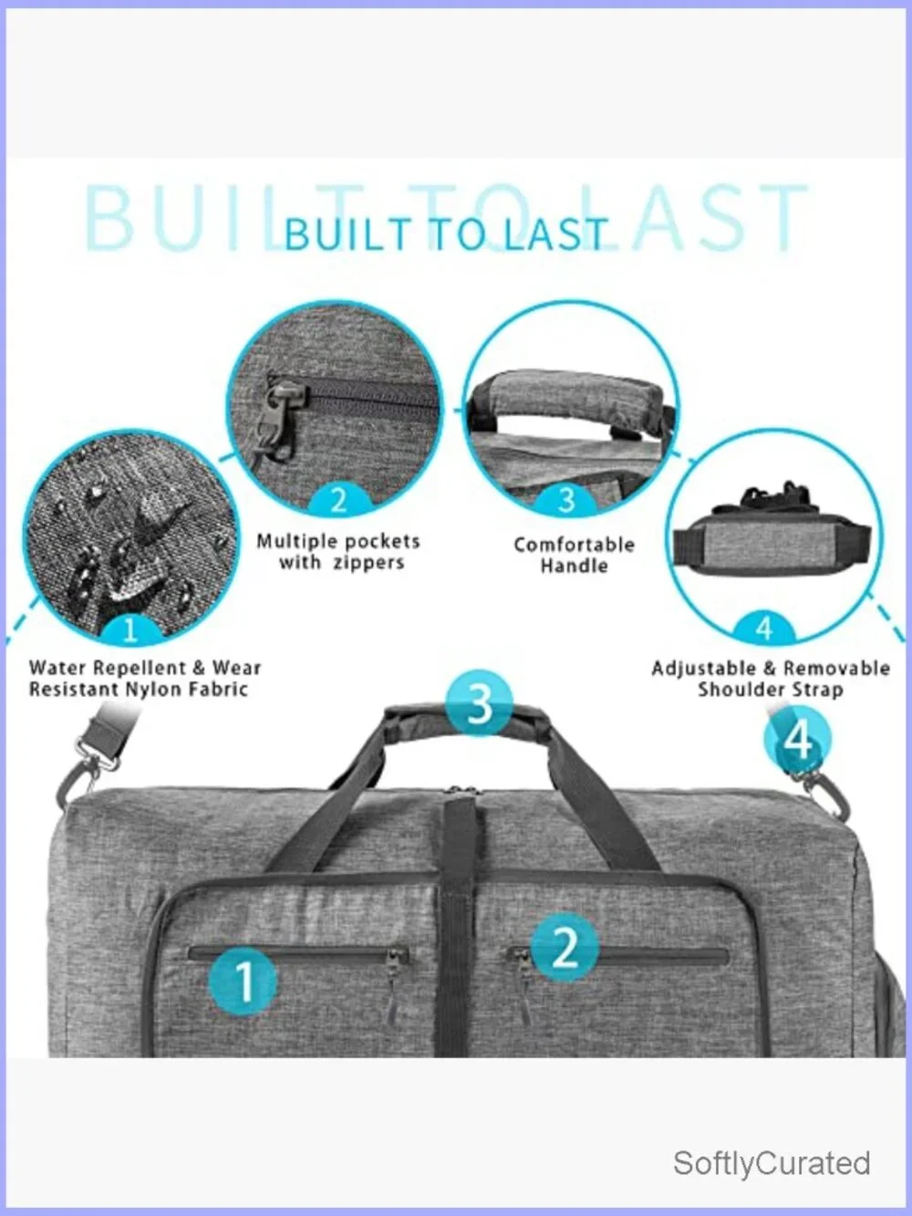 Foldable Travel Duffle Bag 65L-115L Lightweight Checked Luggage with Shoe